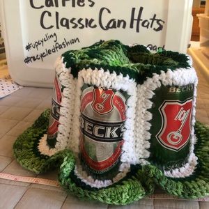 Beer Can Hat Handmade from Becks Brewery cans, St Louis, MO. One size fits all